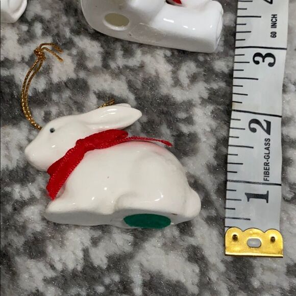 VTG white porcelain ornaments with wood snow man - Picture 4 of 7